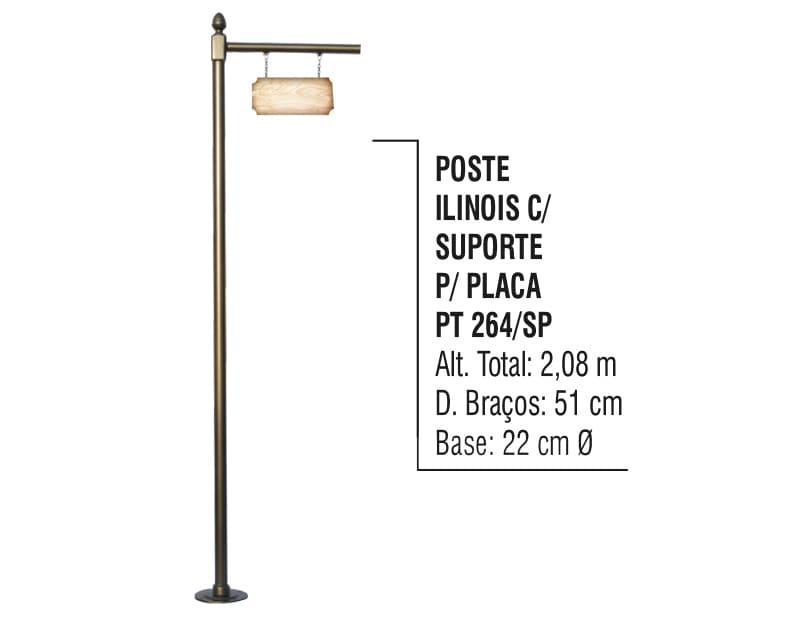 Poste ilinois com Suporte para Placa